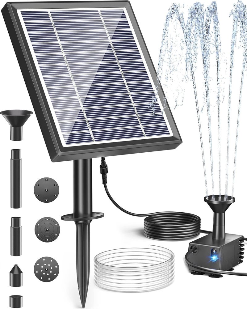 Biling Solar Fountain for Bird Bath, Solar Panel Kit Outdoor Solar Water Pump with 4ft Tubing for Hummingbird Bath, Small Pond and Fish Tank - Image 1